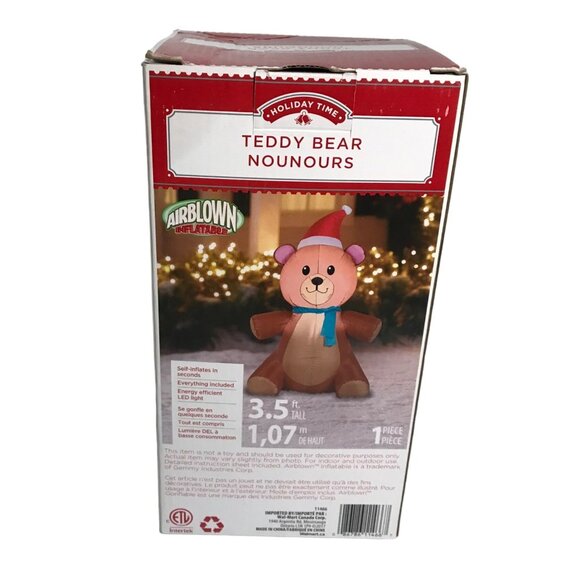 Inflatable Teddy Bear 3.5 Ft Tall Holiday Time Airblown Christmas Decor NEW - Picture 3 of 4